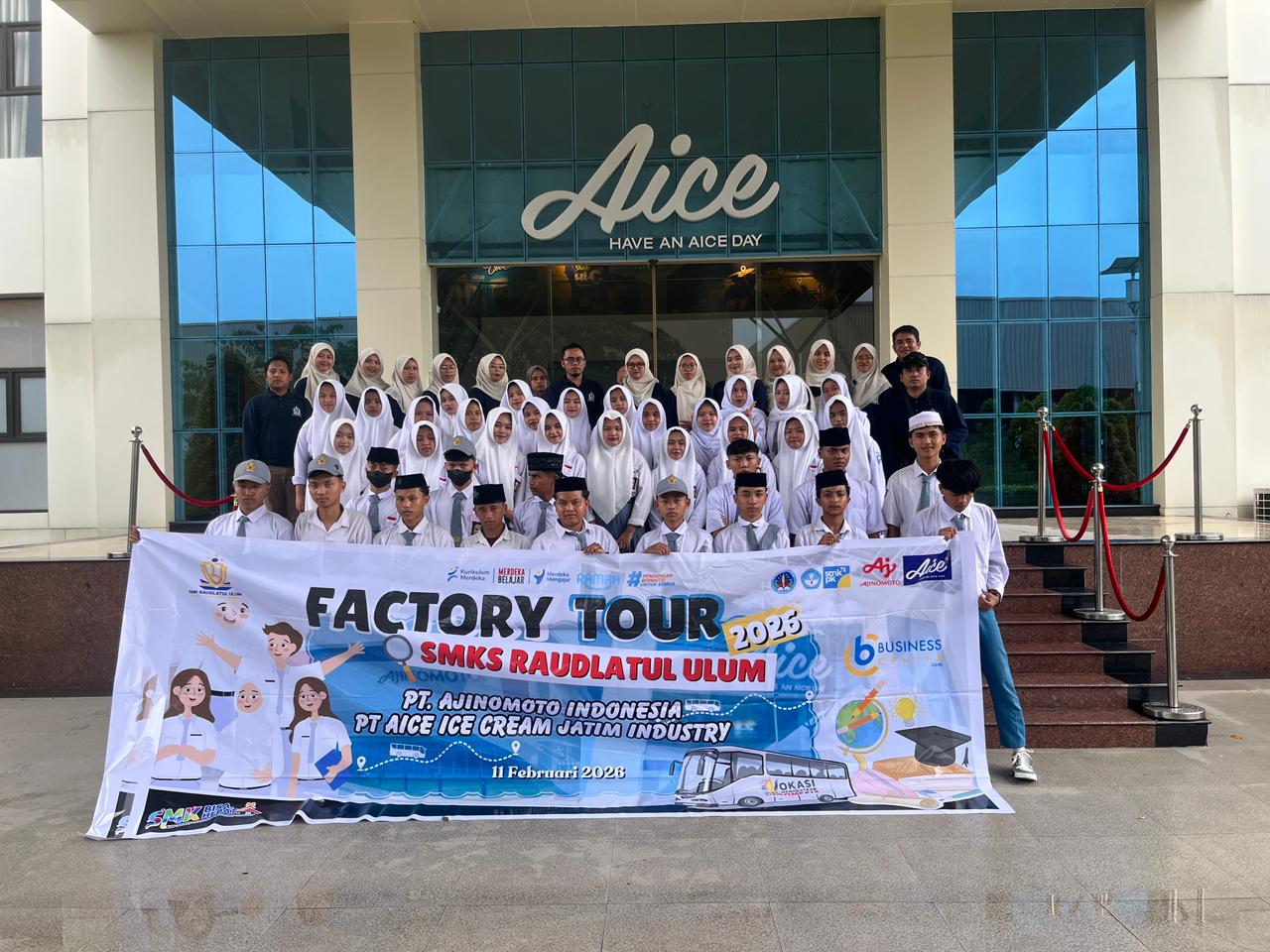Kunjungan Industri Siswa-Siswi SMK Raudlatul Ulum Suren ke PT Aice Ice Cream Jatim Industry Mojokerto